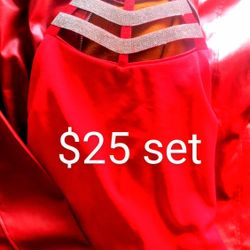 Rhinestone Tank Top & Patton Leather Red Jacket