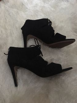 Women’s, bootie heels, suede, lace up, so cute, worn once