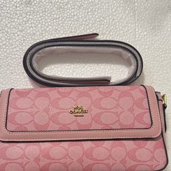 Coach Pink Crossbody Bag with Signature Design