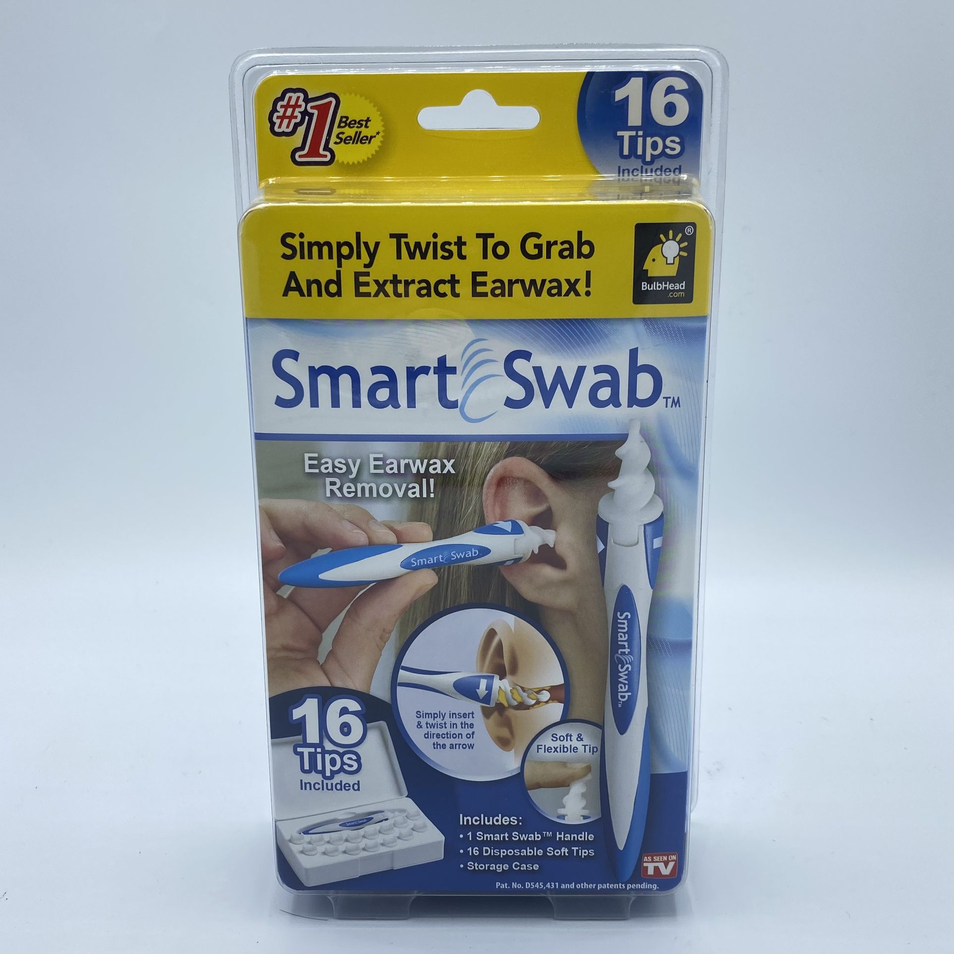 Smart Swab Brand - Spiral Ear Cleaner Safe Ear Wax Removal Kit - 16 Tips & Case