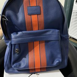 Coach Blu Org/72313 Pebble Leather With Varsity Stripe BNWT