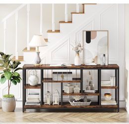 Console sofa table, rustic brown