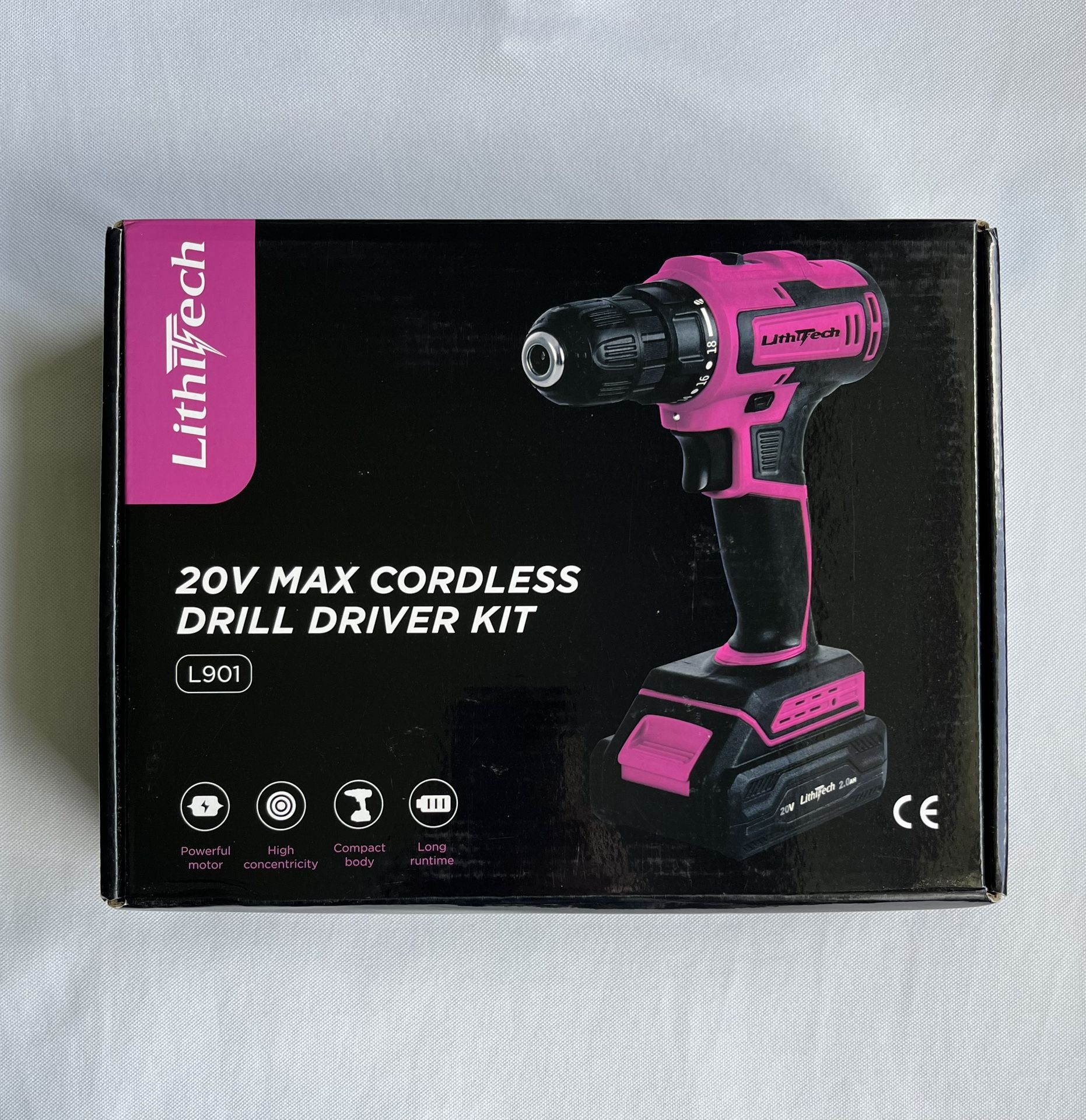 20V Pink Cordless Drill Set with 2.0Ah Battery & Charger