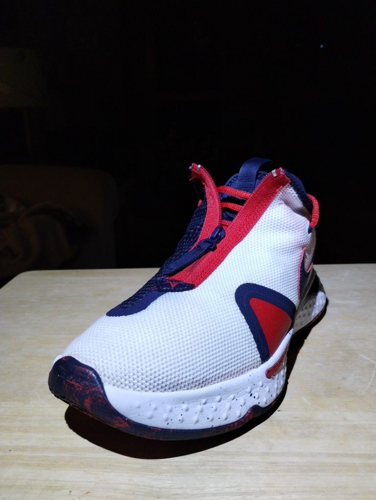 (Size-9.5) Men's Nike PG 4 Paul George 'USA' Mens Basketball Shoes White/Obsidian-Red CD5079 101 very great shape.