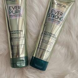 L'Oreal Paris Thickening Sulfate Free Shampoo and Conditioner, Thickens + Strengthens Thin, Fragile Hair, EverPure, 1 Hair Care Kit