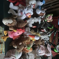 Beanie Babies Lot Set Of 21 And Tag Protectors