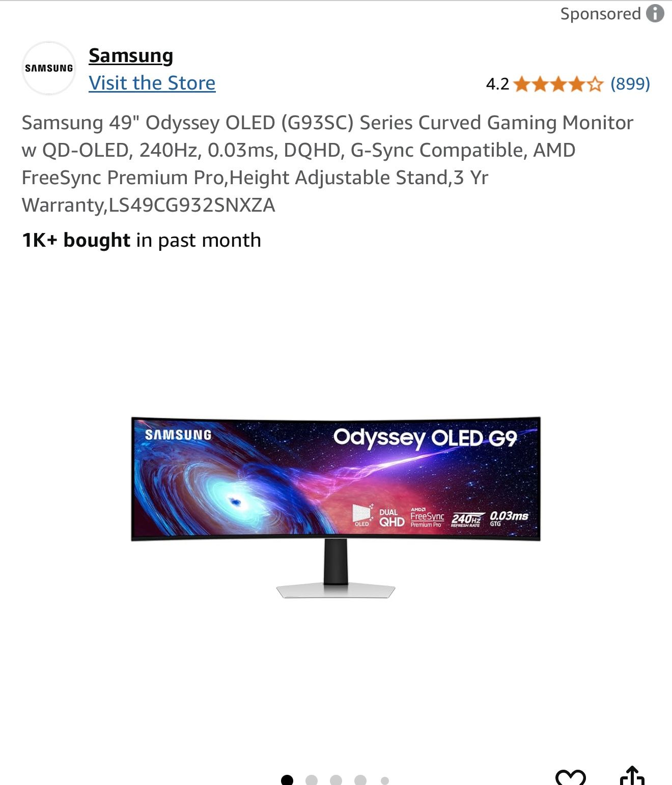 NEW !!! Samsung 49" Odyssey OLED (G93SC) Series curved
