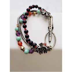 Lucky Brand Beaded Bracelet Triple Strand with Glass Beads