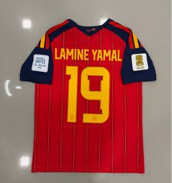 Lamine Yamal Spain home soccer jersey #19
