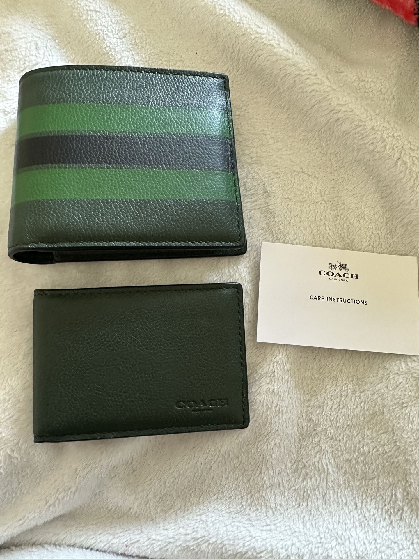 3 in 1 Varsity Green Striped Coach Wallet for men