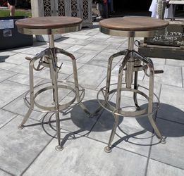 Pottery Barn Polished Nickel Adjustable Bar Stools