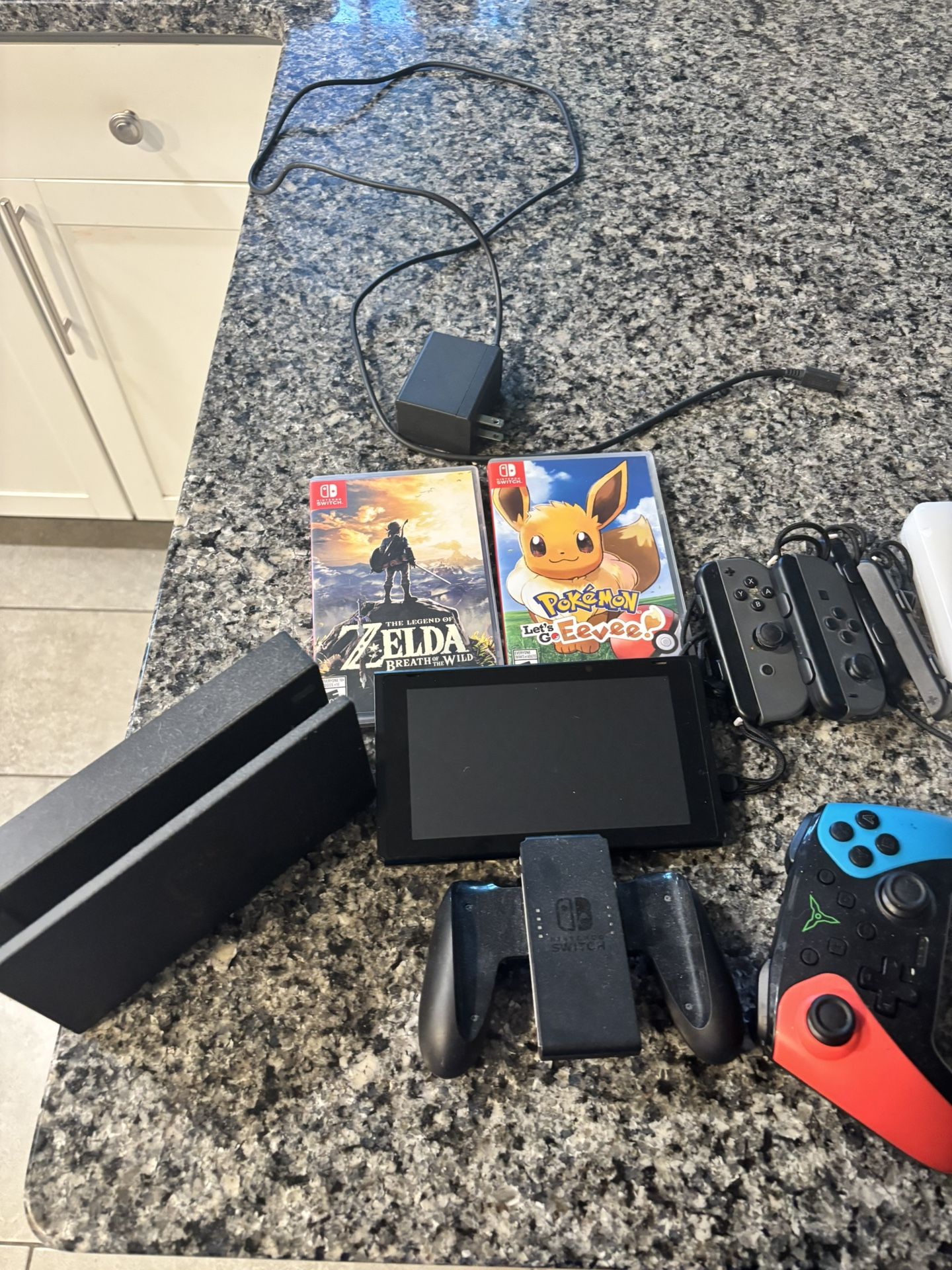 Nintendo Switch With Controllers And Games