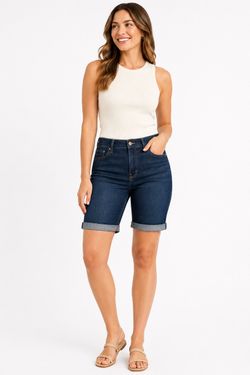 Curve Appeal Dark-Wash Bermuda Shorts 4/27