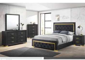 4- Pc Bedroom set Dresser,Mirror  Nightstand (1) Queen size bed frame  Not including Mattress and Box Sp