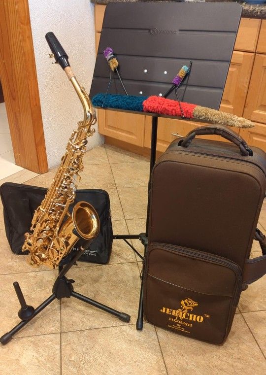 Alto Saxophone (with sheet and instrument stands)