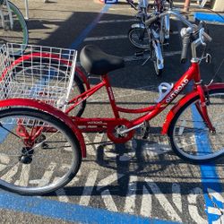 24 Inch Trike Three Wheeler Red 24 Inch Tires, A Beautiful Bike