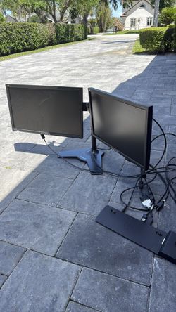 StarTech Dual Monitor Stand, Horizontal, For up to 24" (17.6lb/8kg) VESA Monitors, Black, Adjustable Monitor Stand with 2 view sonic monitors