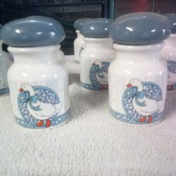 Vintage Blue Goose Spice Jars