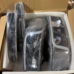 4PCs LED DRL Strip Headlight + Bumper Lamp 99-07 GMC Sierra/Yukon Does NOT Fit Denali Trims