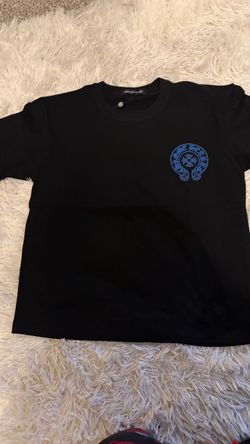 Chrome Hearts Black T-Shirt Blue Embroidered Logo