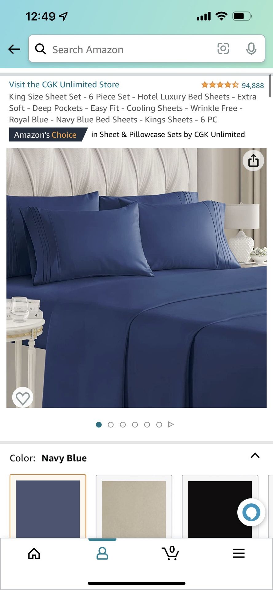 King Size Navy Blue Sheet Set