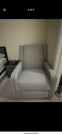 Gray Upholstered Wingback glider Recliner Chair