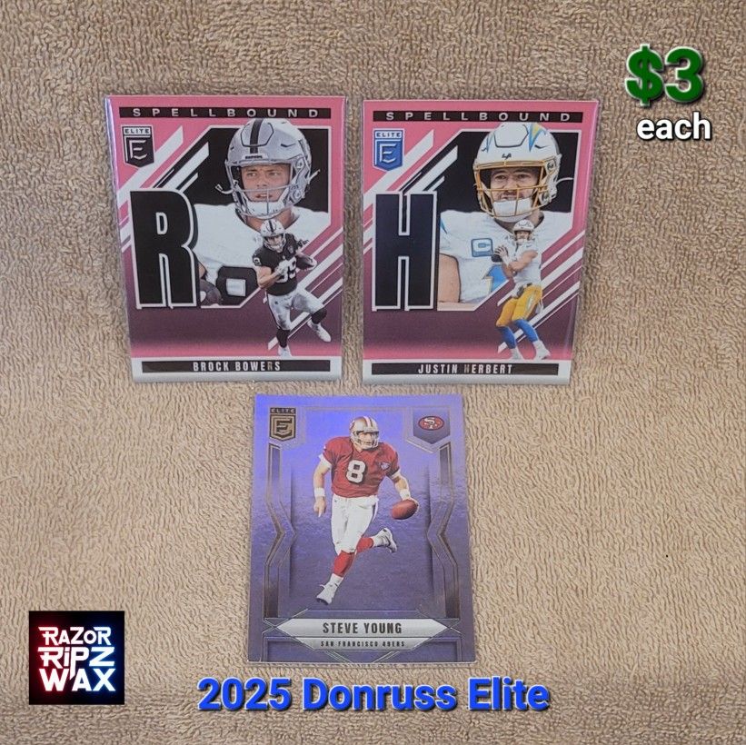 2025 DONRUSS ELITE NFL FOOTBALL TRADING CARDS * INSERT PINK PARALLEL BOWERS HERBERT YOUNG