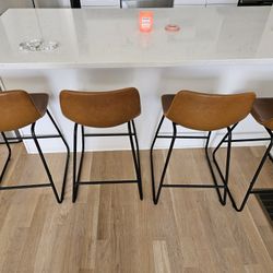 Brown Leather Bar Stools
