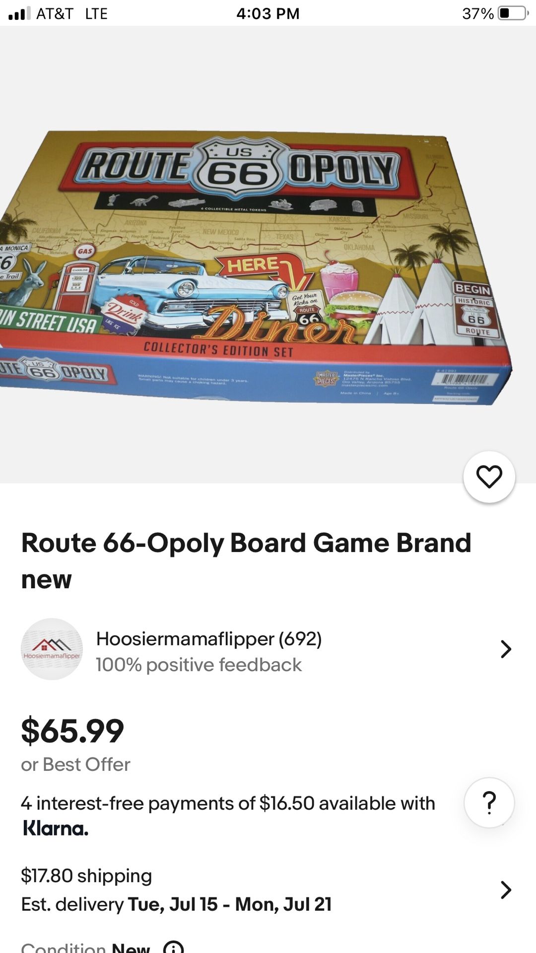 Route US 66 Opoly