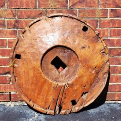 Antique 1800s 32" wooden ox cart wheel from Asia - beautiful!