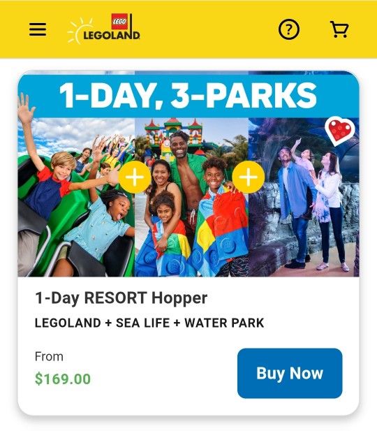 (5) 1-Day Resort Hopper Tickets to Legoland