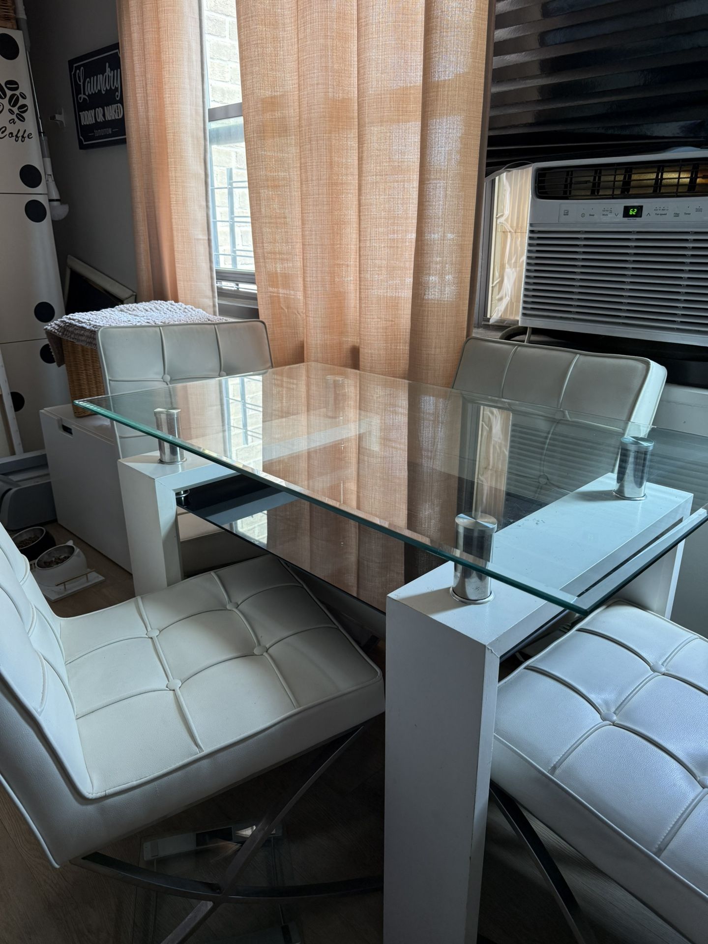 Tempered Glass Dining Table Set With 4 Chairs
