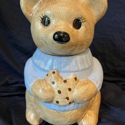Vintage Teddy Bear  Holding Cookie Cookie Jar 