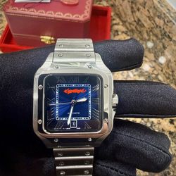 Silver Men’s Luxury Watch Blue Face 41MM