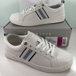 Ted Baker Women's Leather Sneaker Shoes - White/Blue - Size 11