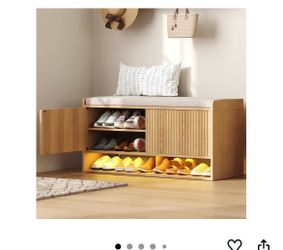 Brand New Natural Oak Shoe Storage Bench – Unopened