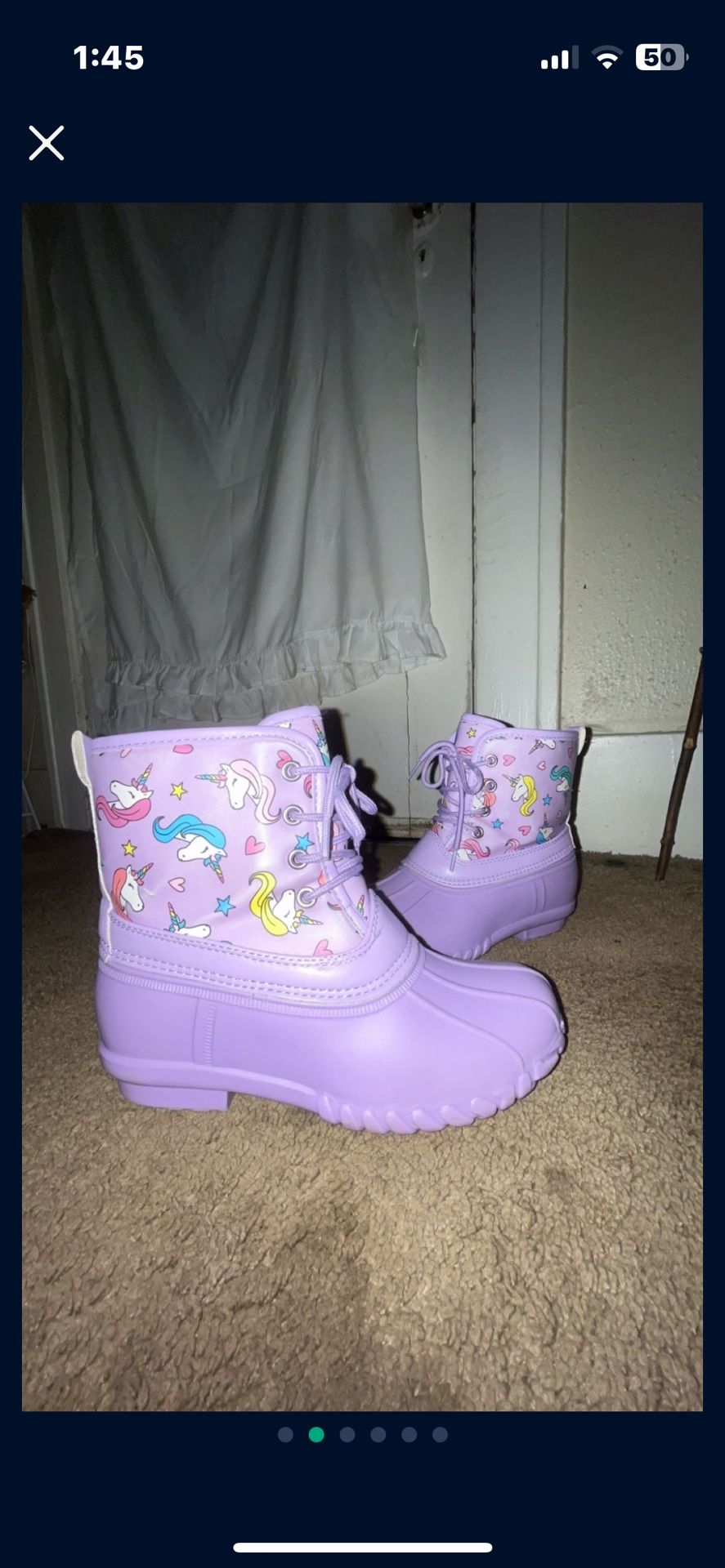 Fabkids Purple Unicorn Snow / Duck Boots - Girls Size 1