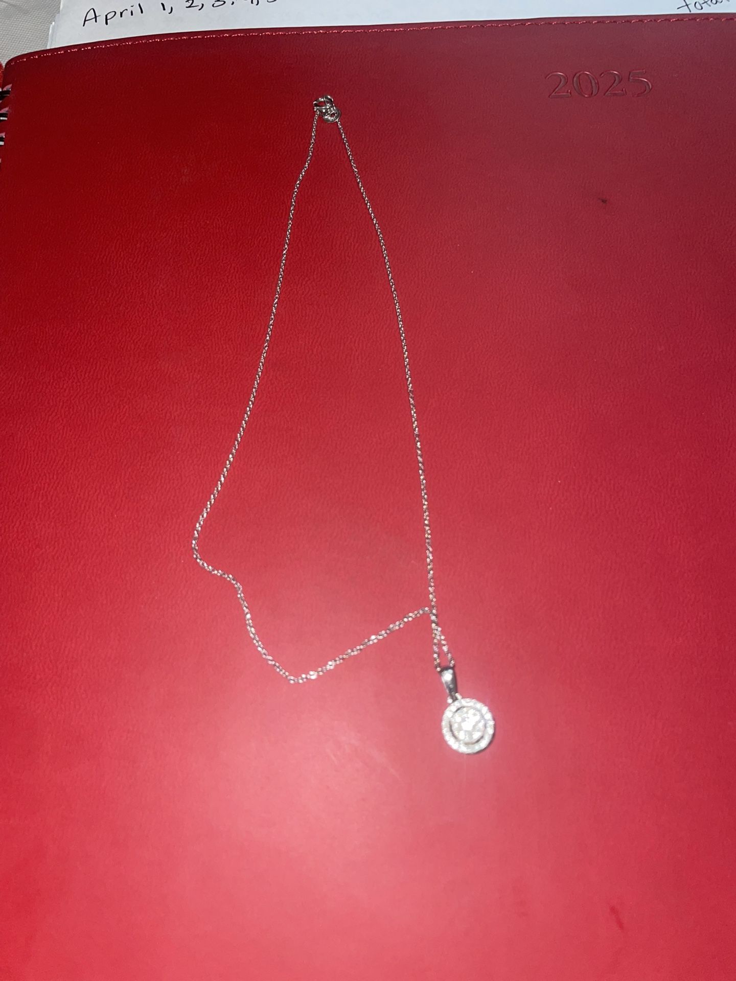 14k White Gold Natural Diamond Pendant