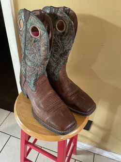 Western Cowboy Boots Brown and Teal