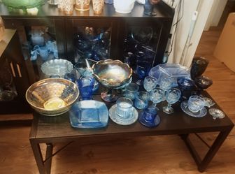 Blue depression glass sold all together