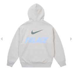 Size Large - Light Grey Marl - Nike Palace Swoosh Font Hoodie - INHAND