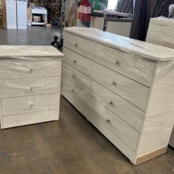 Set Eight Drawers Dresser And One Nightstand 