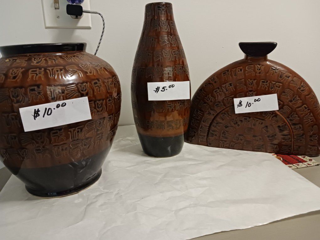3 Beautiful  And Unique  Vases