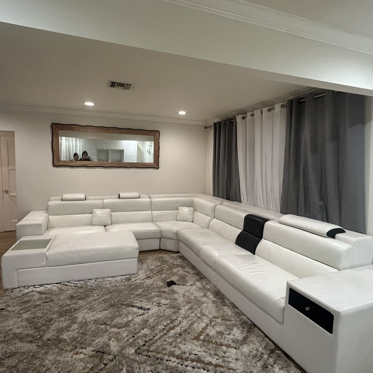 Sectional White Leather Sofa 