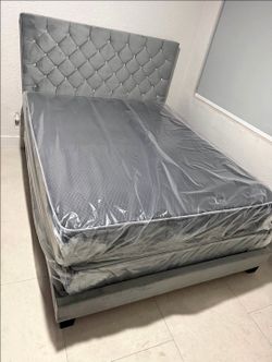 New Queen Size Bed Frame With Mattress New Bedroom Furniture bed set FREE BOX SPRING FREE delivery 3pcs