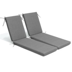 23 in. x 80 in. Outdoor Chaise Lounge Cushions Patio Lounge Chair Cushion in Light Gray (2-Pack)