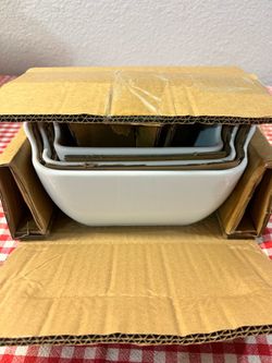NEW Denmark 3pc Rectangular Stoneware Serving Bowl Set