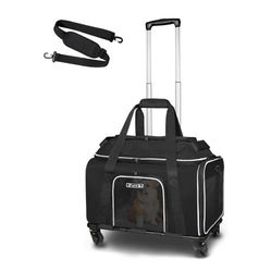 Petskd Top-Expandable Pet Carrier with Wheels 18x13x9.5 Inches