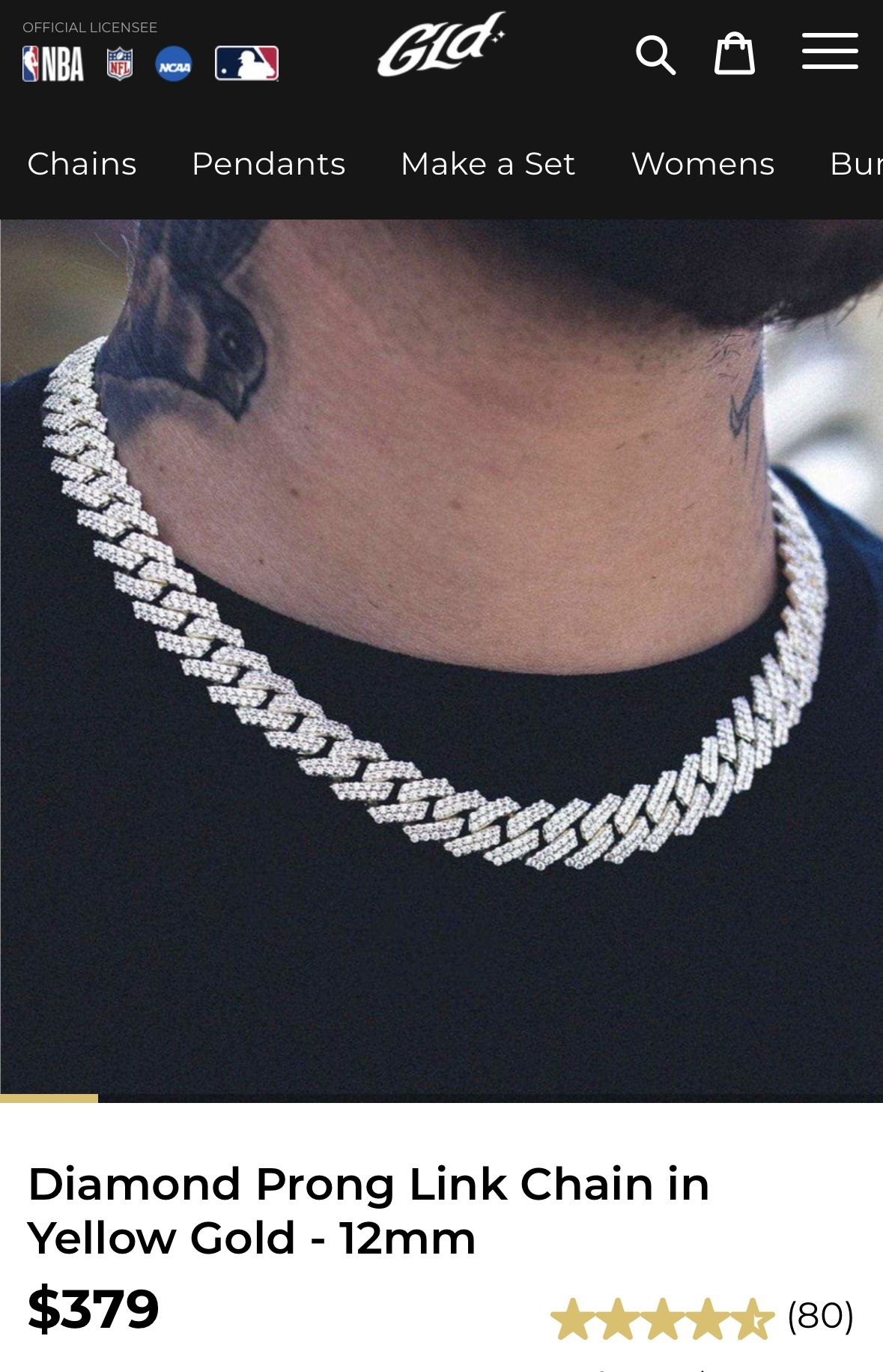 ShopGLD Diamond Prong Link Chain in Yellow Gold