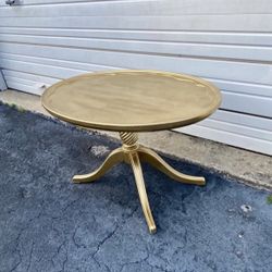 Gold wooden small coffee t a b l e / end t a b l e … 30” wide.  21” depth, 18” high … $40